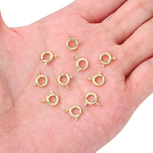 BEADIA 14K Gold Plated Spring Clasps Non Tarnish 7mm 20pcs for Jewelry Making Findings - color: Spring Clasps 14K Gold, size: 7mm