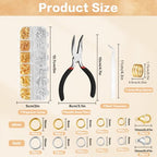 1440 Pcs Jump Rings for Jewelry Making Kits, Silver Gold Jewelry Jump RingsJewelry Repair Kit for Necklaces Lobster Clasps DIY Crafts Keychains Repair Supplies Tools, with Pliers/Tweezers/Ring - style: 1pcs - Silver & Gold