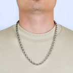 Amazon Essentials Stainless Steel 6MM Rope Chain Necklace, 24"