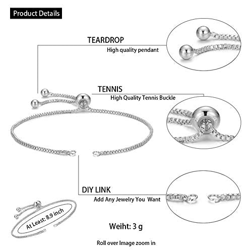 DanLingJewelry 10pcs Adjustable Slider Bracelet Slider Extender Chains Friendship Bracelets with Balls Charms Ends for Jewelry Making DIY 8 Inches(226mm) P - color: StyleⅣ-10 pcs-Platinum