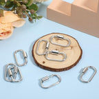 10pcs Screw Carabiner Lock Charms, Silver Necklace Lock Clip Keychain Clip Hook Metal Oval Keyring Holder Clasp for DIY Necklace Bracelets Jewelry Making, 2.5x1.5cm - color: Silver