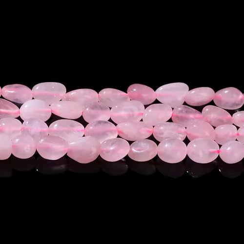 HAAMIIQII Natural Rose Quartz Crystal Pebble Stone 5-8mm Small Irregular Freeform Tumbled Loose Gemstone Beads for Jewelry Making Strand 15 Inch (45-50pcs) - color: Rose Quartz