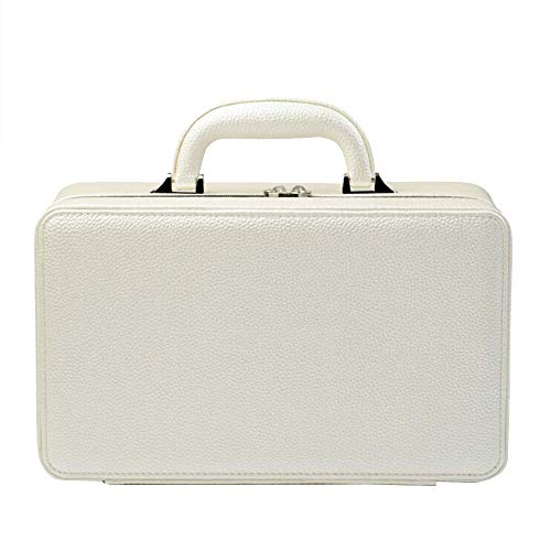 Oirlv Leather Jewelry Box Handmade Travel Jewelry Organizer Storage Case Holder For Girl Lady Earring,Ring,Necklace,Pendant,Watch,Bracelet。(X010)White - color: White