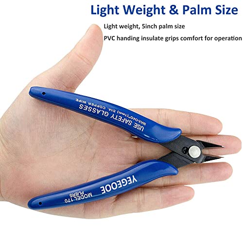YEGEOOE Wire Cutters, 5Pack 170 Micro Precision Wire Flush cutters Mini Nippers Shear Cutters Wire Snips Small Side Cutters for Electronics