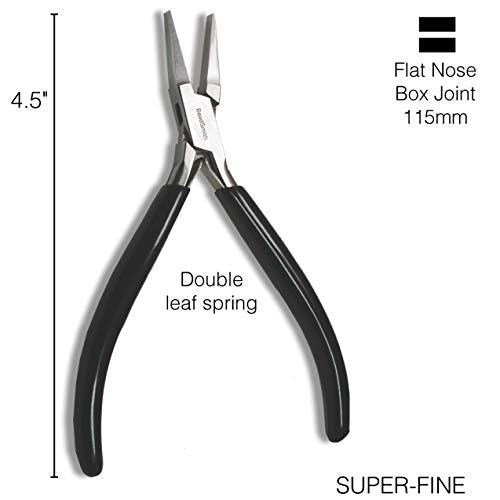 The Beadsmith Flat Nose Pliers – Extra Fine Tips – 4.5 inches (114mm) – PVC Grip Handle with Double Leaf Springs – Jewelry Making Tool for Creating Bracelets, Earrings and Necklaces - style: Flat Nose