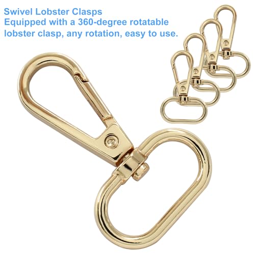 16 Pack Swivel Lobster Clasps, 1 Inch Gold Lobster Claw Clasps for Keychains, Oval Ring Swivel Snap Hooks Metal Lobster Clips for Purse, Snap Tabs, Craft Making - color: Gold