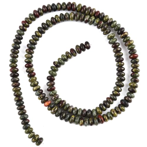 155pcs 4x2mm Natural Dragon Blood Jasper Disk Rondelle Spacer Stone Semi Precious Gemstone Loose Beads for Jewelry Making 15 Inch - color: Dragon Blood Jasper