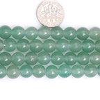 JOE FOREMAN 2MM Big Hole 8mm Green Aventurine Jade Round Natural Gemstone Semi Precious Loose Beads for Jewelry Making 15" Beaded Strand DIY Handmade Craft Supplies - size: 8mm