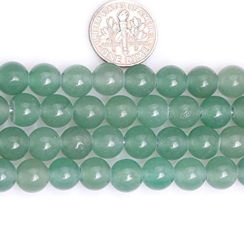 JOE FOREMAN 2MM Big Hole 8mm Green Aventurine Jade Round Natural Gemstone Semi Precious Loose Beads for Jewelry Making 15" Beaded Strand DIY Handmade Craft Supplies - size: 8mm