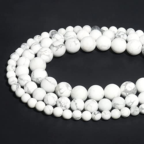 45pcs 8mm Matte Howlite Beads Natural Gemstone Beads Round Loose Beads for Jewelry Making - color: Matte Howlite, size: 8mm