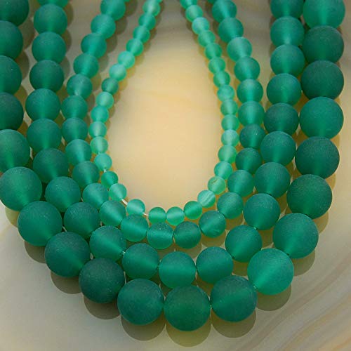 Natural Matte Gemstone Round Spacer Beads (4mm, Green Agate) - color: Green Agate, size: 4mm