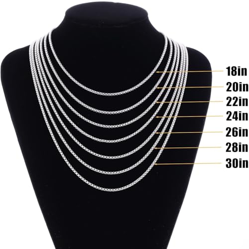 Fiusem Pendant Necklace for Men, Silver Tone/14k Gold Plated/Black Mens Pendant Necklaces with 2.5 mm Box Chain, Stainless Steel Bar Chain, 18-28 Inches - color: silver, size: 26 Inches, style: Pierced Rectangle