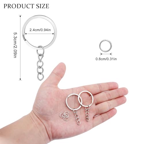 20Pcs Keychain Key Ring with Chain Bulk Split Key Chain，1.1 Inch Key Chains Parts with Open Jump Ring Connector for Jewelry Making Crafts (White K) - color: 20Pcs White K