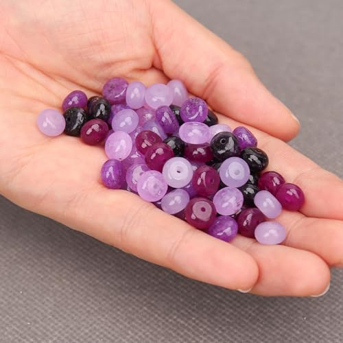 BONNY BOXX 1 Strand Natural 5 * 8mm Purple Shade Rondelle Beads, Natural Abacus Disk Stone Beads Loose Spacer Gemstone for DIY Bracelet Necklace Jewelry Making - color: Purple Shade, size: 5*8MM