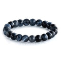 NLIEO Natural Gemstone Stretch Beaded Rings for Women Stackable Dainty Elastic Crystal Rings Jewelry - style: Blue Tigers Eye