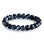 NLIEO Natural Gemstone Stretch Beaded Rings for Women Stackable Dainty Elastic Crystal Rings Jewelry - style: Blue Tigers Eye