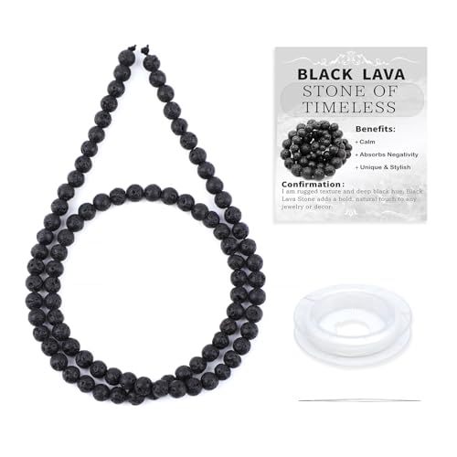 Natural Stone Beads Round Genuine Real Stone Beading Strand Loose Gemstones DIY Smooth Bead for Bracelet Necklace Earrings Jewelry Making (Black Lava, 4mm 90 Pieces) - color: Black Lava, size: 4mm 90pcs