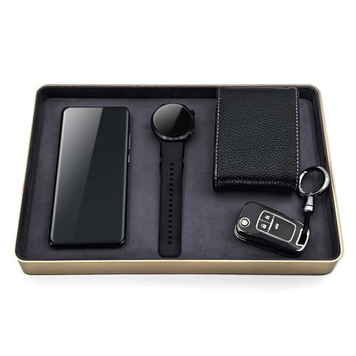 Metal Jewelry Tray, Valet Tray, Bedside Table and Desktop Organizer. It is Stackable and can be Used to Display Watches, Rings, Earrings and Bracelets（Blue） - color: Blue