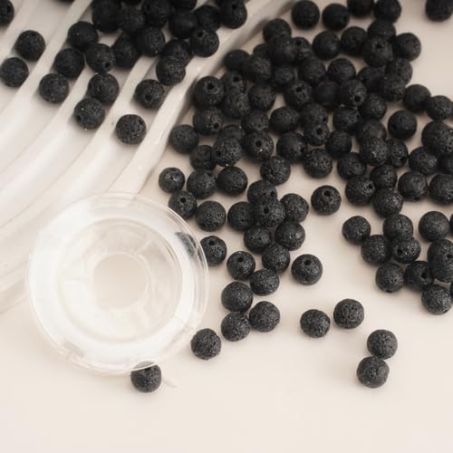 150PCS 8MM Black Lava Bead Volcanic Natural Gemstones Round Loose Beads for Jewelry Making Energy Healing Power Stones - color: Black Lava Volcanic, size: 8mm