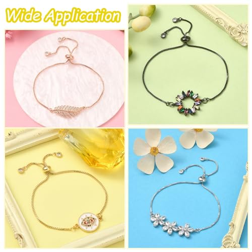 DanLingJewelry 5pcs Adjustable Slider Metal Bracelet Slider Extender Chains with Rhinestone Charms for Jewelry Making DIY 8 Inches(223mm) G - color: StyleⅩ-5 pcs-Golden