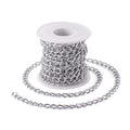 Craftdady 16.4 Feet Aluminum Curb Chain Link Silver Twisted Cable Cross Chain Unwelded 10x6.5mm with Spool for Bracelet Necklace Tassel Earring Jewelry Making - color: Silver, 10x6.5mm