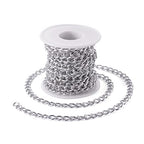 Craftdady 16.4 Feet Aluminum Curb Chain Link Silver Twisted Cable Cross Chain Unwelded 10x6.5mm with Spool for Bracelet Necklace Tassel Earring Jewelry Making - color: Silver, 10x6.5mm