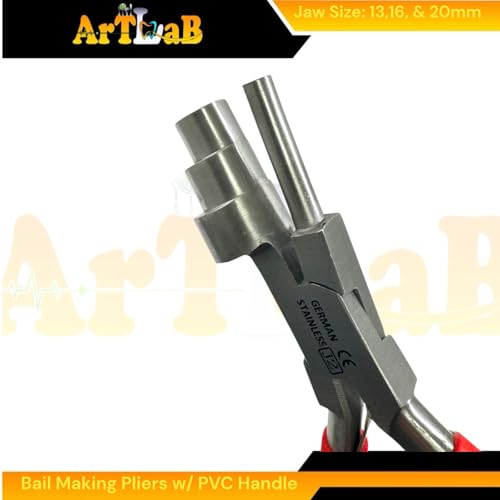 Bail Making Pliers with PVC Grip Handle | for Making S-Hooks, Ear Loops, Jump Loops, Bail, and More - German Stainless Steel ((J2) 13,16,20mm Loops) - size: (J2) 13,16,20mm Loops
