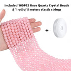 QINJIEJIE 100PCS Rose Quartz Beads 8mm Natural Stone Beads Round Loose Gemstone Bead for Bracelet Beading Crystal Jewelry Making DIY Necklace Earrings 0.32" - color: Rose Quartz, size: 100PCS