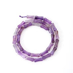 5x12mm Natural Amethyst Stone Bamboo Shape Gem Healing Energy Loose Spacer Beads for DIY Necklace Bracelet Earring - color: Amethyst