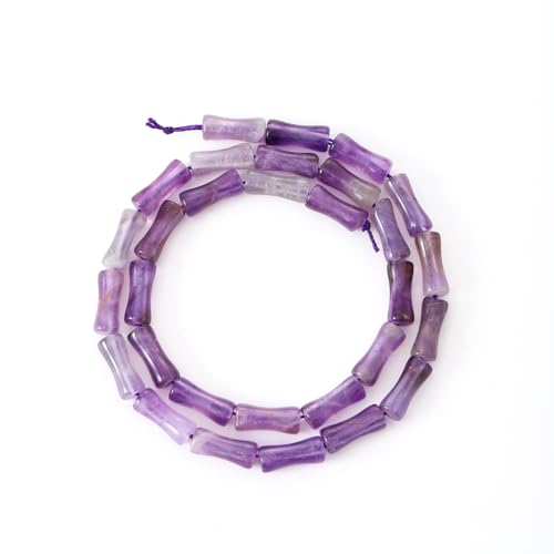 5x12mm Natural Amethyst Stone Bamboo Shape Gem Healing Energy Loose Spacer Beads for DIY Necklace Bracelet Earring - color: Amethyst