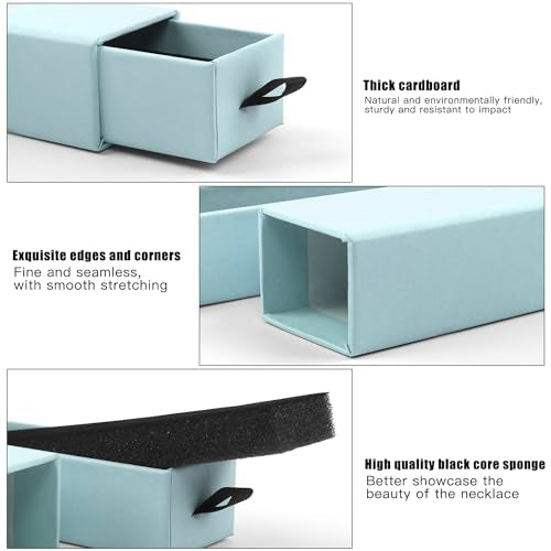Lainrrew Jewelry Gift Box, Luxury 12-Pack Jewelry Gift Box Velvet-Lined, Compact Drawer Style for Earrings & Rings, Stylish Necklace Bracelet Organizer, 8.3x1.8x1.4 Inches (Blue) - color: Blue