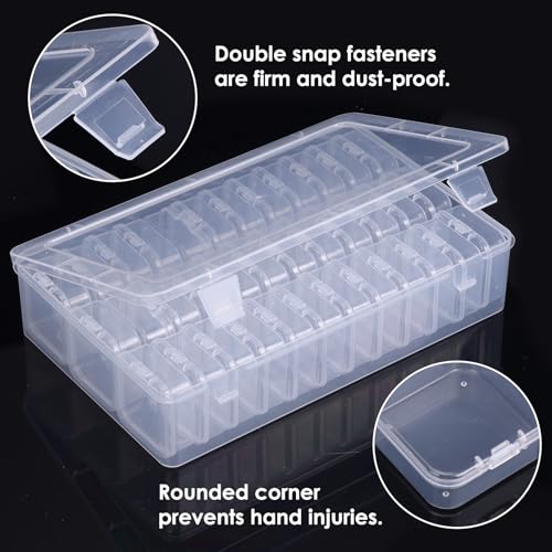 OUTUXED Bead Organizer Box, 72Pcs Small Clear Plastic Bead Storage, Mini Craft Storage Containers Boxes with Hinged Lid and Labels for Bracelets, Making DIY Jewelry Craft Nail, Screws, Seeds