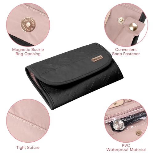 Travel Jewelry Organizer Box, Foldable Travel Case for Earrings, Necklaces, Rings, Bracelets, Black - color: Black-Tri-fold Style