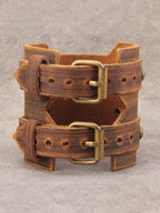 GelConnie Leather Cuff Bracelet Punk Braided Bracelets Rock Leather Wristbands Faux Mens Leather Bracelet Gothic Viking Bangle Adjustable Wrap Bracelet for Women,Men - color: Large Leather Bracelet