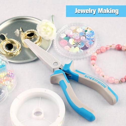SPEEDWOX 6 Inches Needle Nose Pliers For Jewelry Making Mini Extra Long Nose Thin Needle Nose Pliers Smooth Jaws Plyers With Protective Cover Precision Wire Looping Small Jewelry Making Tools - style: Upgrade Needle Nose Pliers