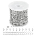 Kyutong 16.4 Feet Stainless Steel Chain Link with Spool Soldered Silver Chains for Jewelry Making 3MM Paperclip Necklace Chains Bulk for DIY Craft Bracelet Ankle Finding Supplies - color: 3mm Paperclip Silver