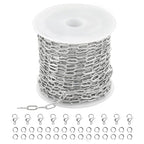 Kyutong 16.4 Feet Stainless Steel Chain Link with Spool Soldered Silver Chains for Jewelry Making 3MM Paperclip Necklace Chains Bulk for DIY Craft Bracelet Ankle Finding Supplies - color: 3mm Paperclip Silver