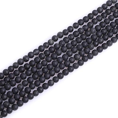 4mm Black Obsidian Frosted Matte Round Spacer Beads for Jewelry Making, Natural Stone Gemstone Bead Strand 15 Inch for DIY Bracelet Necklace Earrings Crafts Chakra - color: Black Obsidian, size: 4mm