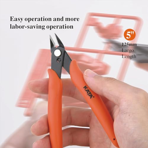 KATA 5-Pack Micro Wire Cutters, Precision Electronics Flush Cutter and Side Cutting pliers, Clean Cut for Model, Jewelry, Model Kits - color: 5 Pack