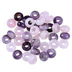 TUMBEELLUWA 40pcs Crystal Stone Large Hole Beads for Jewelry Making Macrame Beads for Hair Braids(14mmx8mm), Amethyst + Rose Quartz - color: Pink+Purple