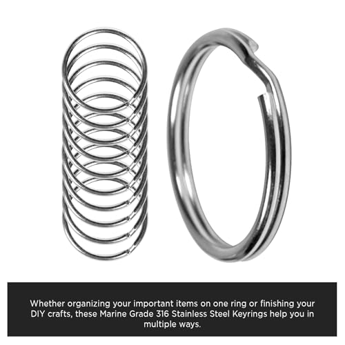 CREST Surgical and Marine Grade Stainless Steel Split Ring for Keychains SS316L Key Rings for Car Keys - color: 10-pack 316ss