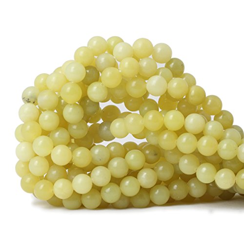 45PCS 8mm Natural Yellow Lemon Jade Gemstone Round Loose Beads for Jewelry Making DIY Findings 1 Strand 15" - color: Lemon jade, size: 8mm