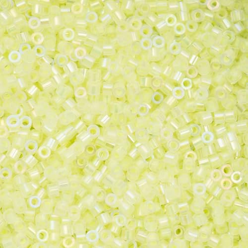 John Bead 25g Cylin Beads Yellow Neon Glow in Dark AB 11/0 Glass Cylindrical Seed Beads for Jewelry Bracelets Necklaces Earrings Making Embroidery - color: Yellow Neon Glow in Dark AB