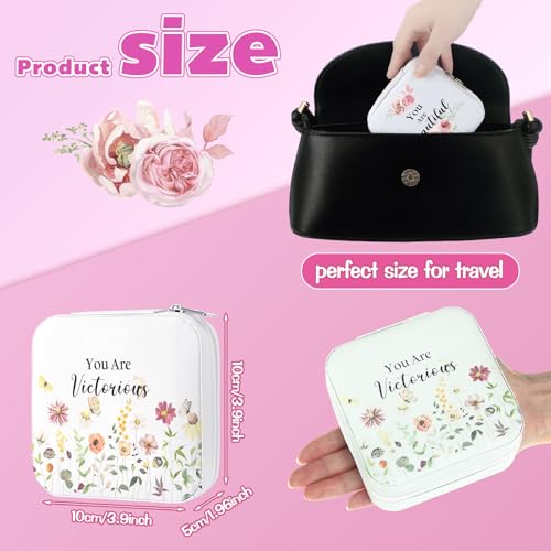 Kacctyen 12 Pieces Wildflower Mini Travel Jewelry Case Bulk You Are Amazing Loved Green Leaf Mother's Day Church Gifts for Secretary Day Party Girls Leather Travel Jewelry Case - color: Wild Flower