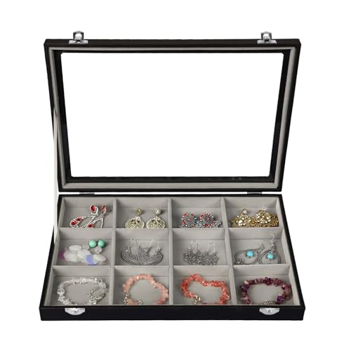 Stratalife Bracelet Holder Jewelry Organizer Jewelry Storage Earring Holder Organizer Jewelry Storage Organizer Bracelets Necklace For Girls Women 12 Grid (Gray Black) - color: Gray-Black, size: 12 Grid