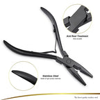 Hair Extension Pliers Kit Microlink Pliers for Extensions Hair Extension Beading Tool Hair Needle Pulling Hook Hair Styling Bead Closer and Remover Pliers - color: Black