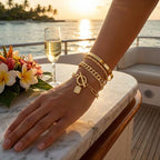 YEEZII Gold Hand Chain Bracelets for Women, 2 Pcs 14k Gold Plated Cubic Zirconia Link Chain Bracelet Set, Trendy ring bracelet hand chain Jewelry for Her - color: Gold-B
