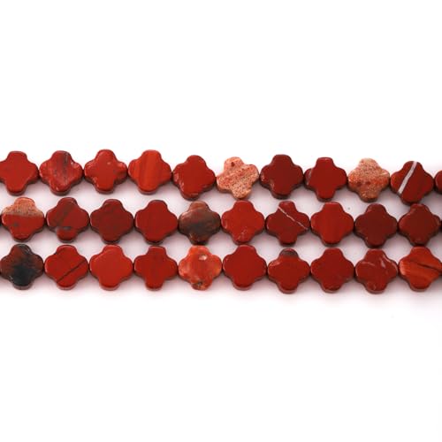 8mm Natural Red Stone Gemstone Faceted Clovers Beads Four-Leaf Spacer Loose Beads for DIY Jewelry Making Beads - color: Red Stone