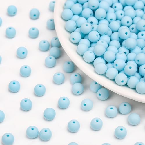 BONNY BOXX 1000PCs 6MM Matte Light Blue Acrylic Round Beads, Frosted Plastic Resin Bubblegum Balls Chunky Gumball Beads for Necklace and Bracelet Making, Crafting Supplies - color: Matte Light Blue, size: 6MM