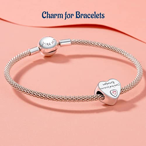 Mothers Day Birthday Number Love Family Friendship Graduation Auntie Grandma Dad Mom Charms for Pandora Bracelets Necklaces, Gifts Women, for Anniversary Valentines Christmas - style: Grandama Charm